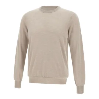 FILIPPO DE LAURENTIIS Round-neck Knitwear, male, Beige, Size: 4XL Taupe Crew Neck Sweater