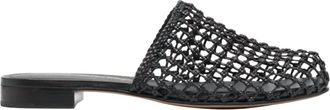 Ferragamo Womens Woven-Design Leather Mules In Black