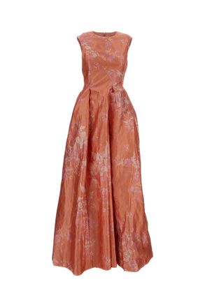 Erdem Floral-Print Textured Satin Hourglass Gown