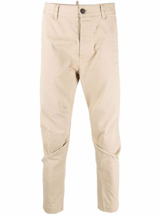 Dsquared2 tapered cotton-blend chinos - men - Cotton/Spandex/Elastane - 50 - Neutrals