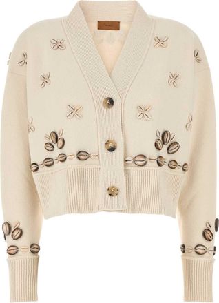 Alanui Ivory Silk Blend Oversize Ocean Dream Cardigan