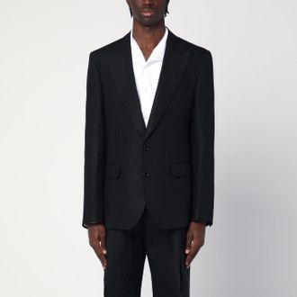 Dolce & Gabbana Black single-breasted linen jacket