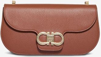 Ferragamo Baguette-Tasche aus genarbtem Leder Double Gancini Mini