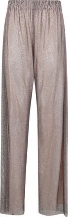 Alberta Ferretti Wide Leg Crystals Net Trousers