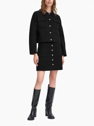Ichi Ketty Knit Cardigan Top In Black