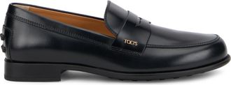 Tod's Womens Leather Moccasins Black Calfskin Loafers