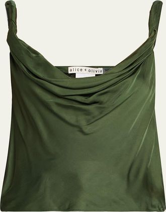 Alice & Olivia Monique Twisted-Strap Satin Tank Top