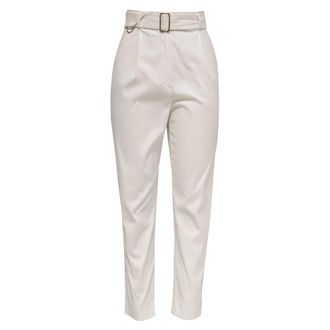 Max Mara High-Waisted Belted Wide-Leg Trousers in White Cotton