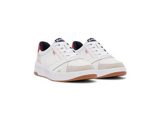 Keds The Court Lace-Up Womens Shoes White/Red Leather/Suede : 5.5 B - Medium, Leather/Rubber/Suede