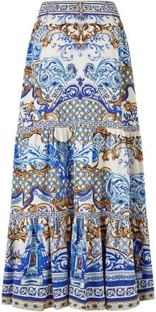 Camilla Hoge Taille Gelaagde Rok - Azul Adventures - Dames - Maxi Rokken - Blauw - XS - Linnen - Rokken
