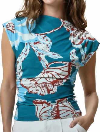Cleobella Ellie Cap Sleeves Top In Blue