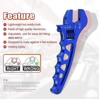 OEM Adjustable Wrench Lightweight Aluminum An3-an12 Hose Fitting Tool Spanner (blue)
