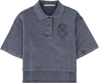 Alexander Wang Blue Logo Shirt Collar Polo