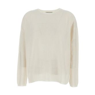 Stefano Mortari Trui met ronde hals - Dames - Cashmere truien - Wit - M - Kasjmier - Truien & Vesten