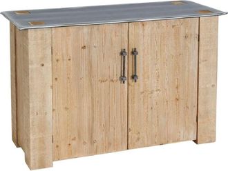 Hhg Credenza cassettiera armadietto soggiorno design industriale HHG 608 80x120x48cm legno di abete naturale e nero