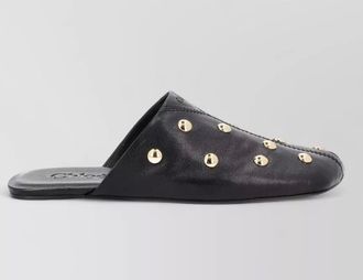 Chlo&eacute; rita flat mules square toe studs