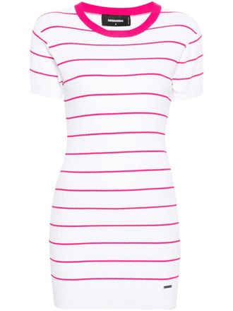 Dsquared2 Gestreepte jurk - Wit