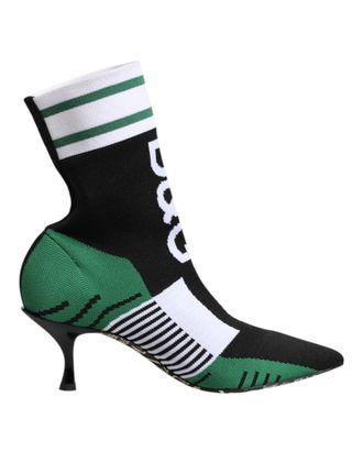 Dolce & Gabbana Green Stretch Sock Style Ankle Boots Womens Shoes