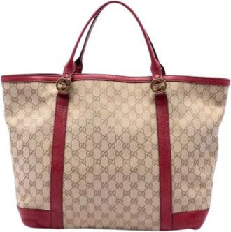 Gucci Pre-owned Twins Tote Bag - Dames - Vintage Shopper - Beige - ONE Size - Leer - Vintage