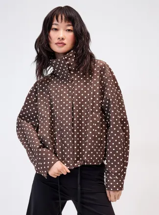 Only Womens Polka-dotted funnel-neck jacket