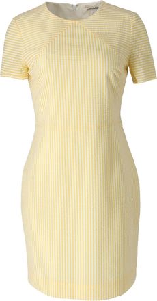 Diane Von Fürstenberg Diane Von Furstenberg Striped Seersucker Sheath Dress in Yellow and White Polyamide
