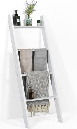 Costway Costway - Escalera Para Toallas, Toalleros De Ba&ntilde;o De 4 Niveles, Toallero, Estante De Pared, Escalera Decorativa, Estable, Estilo Industrial, Estante 