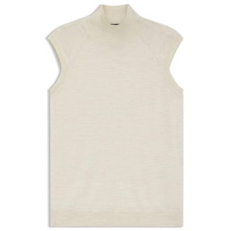 BOSS Sleeveless top in merino wool with mock neck