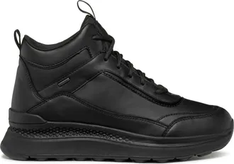 Geox Spherica Actif Black Flat Lace-Up Leather Boots
