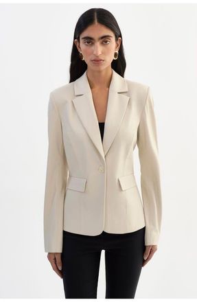 LaMarque Davie | Faux Leather Fitted Blazer in Bone at Nordstrom, Size Xx-Small