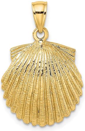 Diamond2Deal 14k Yellow Gold Scallop Shell Charm Pendant