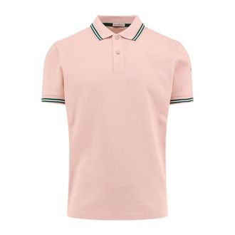 Moncler Polo Shirts, male, Pink, Size: 2XL Contrasting Profiles Cotton Polo Shirt