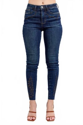 Judy Blue Embroidered High Rise Skinny Jeans In Dark Wash