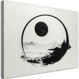 Feeby Cuadro En Lienzo, Abstracci&oacute;n De Paisaje Monta&ntilde;oso En Blanco Y Negro, 120x80