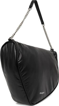 Desigual Borsa a spalla con zip e catena - Nero
