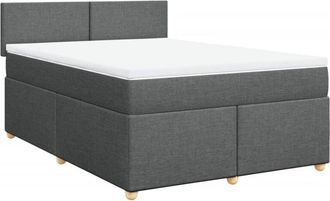 vidaXL Vidaxl - Cama Box Spring Con Colch&oacute;n Tela Gris Oscuro 160x200 Cm