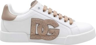 Dolce & Gabbana Sneakers, female, White, Size: 7 1/2 US White/taupe Sneakers Stylish Comfortable Aw25