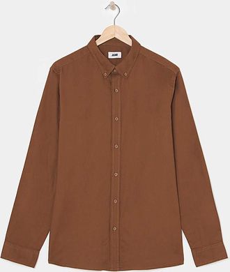 Jacamo Long Sleeve Brown Oxford Shirt Regular