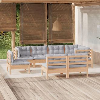 vidaXL Juego De Muebles De Jard&iacute;n 8 Pzas Y Cojines Madera Maciza Pino Vidaxl
