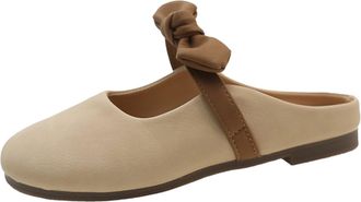 Generic Womens Spring Summer and Autumn Fashion Flat Lazy Cute Bowknot Rubber Heel Soft Bottom Closed Toe Slippers Glitter Slippers for Women Size 11 (Khaki, 