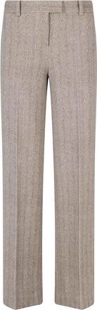 Circolo 1901 Brown Masculine Herringbone Cotton-Blend Straight-Leg Pants
