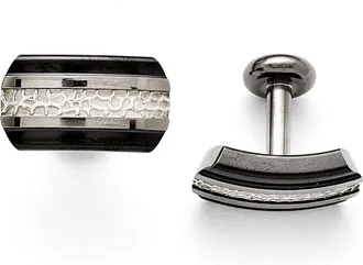 Diamond2Deal Titanium Black Ti Sterling Silver Polished Cuff Links