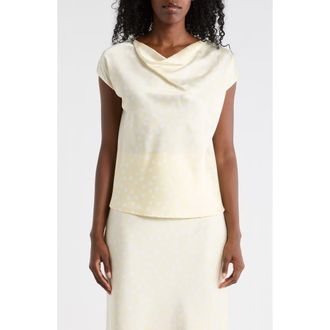 Renee C Cowl Neck Cap Sleeve Satin Top in Butter at Nordstrom Rack, Size X-Large
