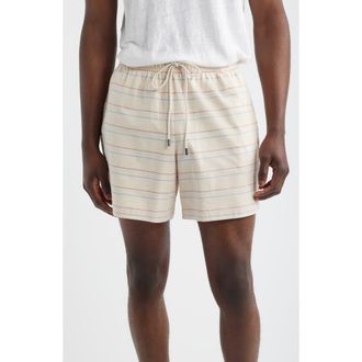 Daniel Buchler Washed Stripe Cotton Lounge Shorts in Sand Stripe at Nordstrom, Size Xx-Large