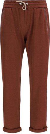 Brunello Cucinelli Bordeaux Cotton Casual Womens Pants