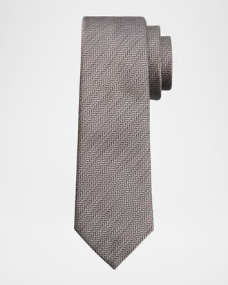 Emporio Armani Men & apos;s Chevron Jacquard Silk Tie