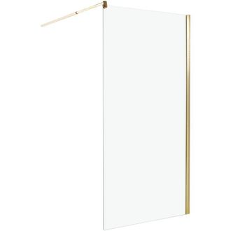 Beliani Box Doccia in Vetro Temperato Divisorio Senza Porta oro 100 x 190 cm Ahaus