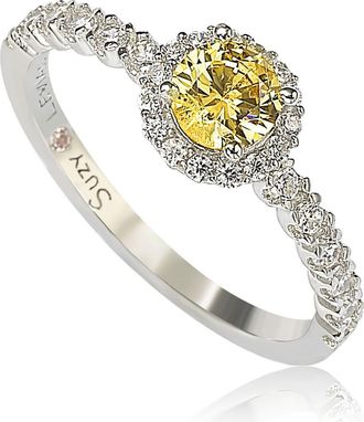 Suzy Levian Halo Yellow Sapphire Bridal Ring at Nordstrom Rack, Size 7.5