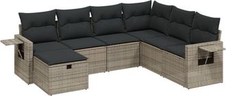 vidaXL Vidaxl - Set De Sof&aacute;s De Jard&iacute;n 7 Piezas Con Cojines Rat&aacute;n Pe Gris