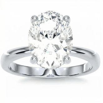 Pompeii3 Certified 3.10Ct Oval Diamond HIdden Halo Engagement Ring 14k Gold Lab Grown
