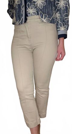 Multiples Pin Tuck Flare Leg Crop Jean In Beige